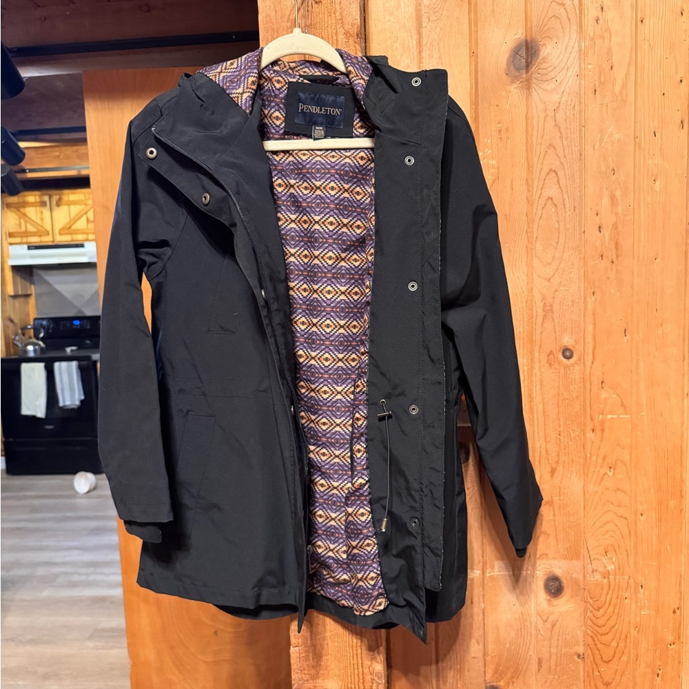 Pendleton Black Coat with Geometric Lining